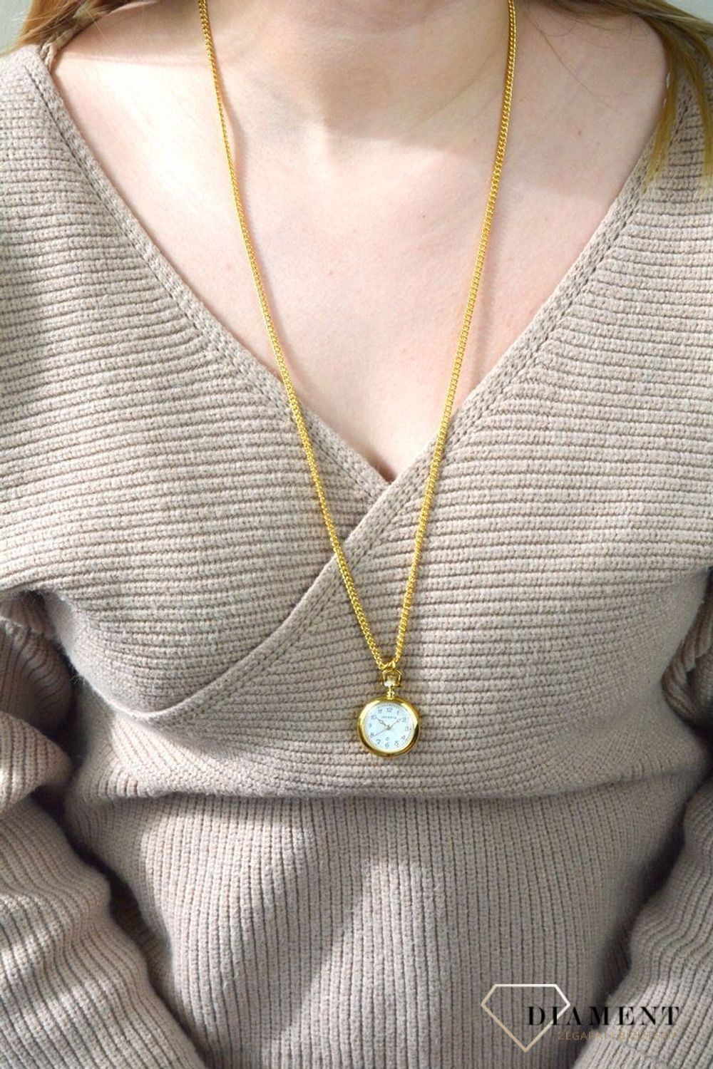 Zegarek kieszonkowy mały JVD Okrągły Złoty z cyframi arabskimi LK08 (1).jpg