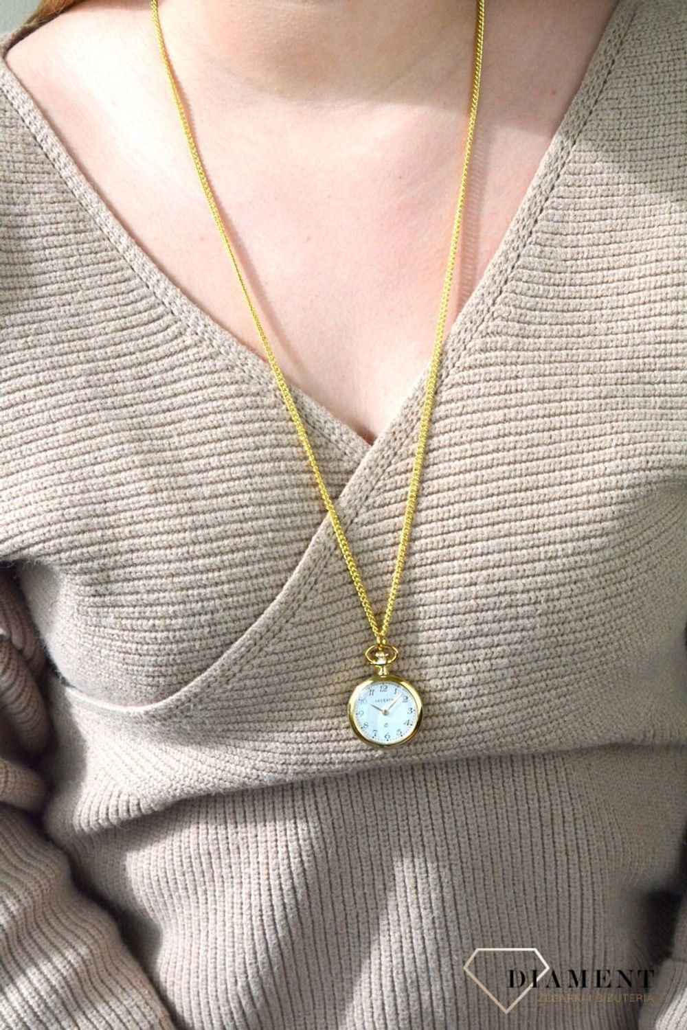 Zegarek kieszonkowy JVD Okrągły Złoty z cyframi arabskimi LK11 (1).jpg