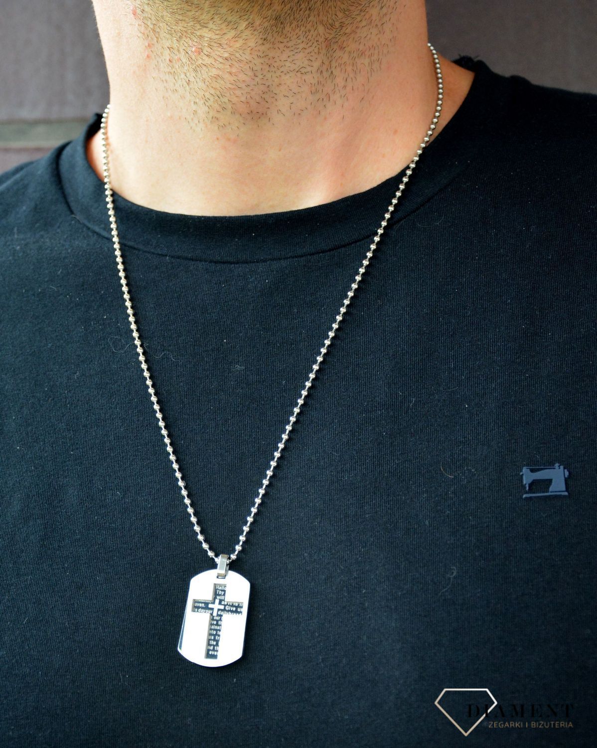 Naszyjnik męski nieśmiertelnik z motywem krzyża DIA-NAS-N212234-STAL. Świetny pomysł na prezent dla mężczyzny.jpg