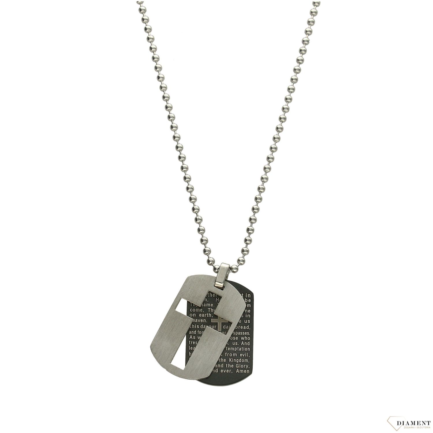Naszyjnik męski nieśmiertelnik z motywem krzyża DIA-NAS-N212234-STAL. Świetny pomysł na prezent dla mężczyzny.jpg