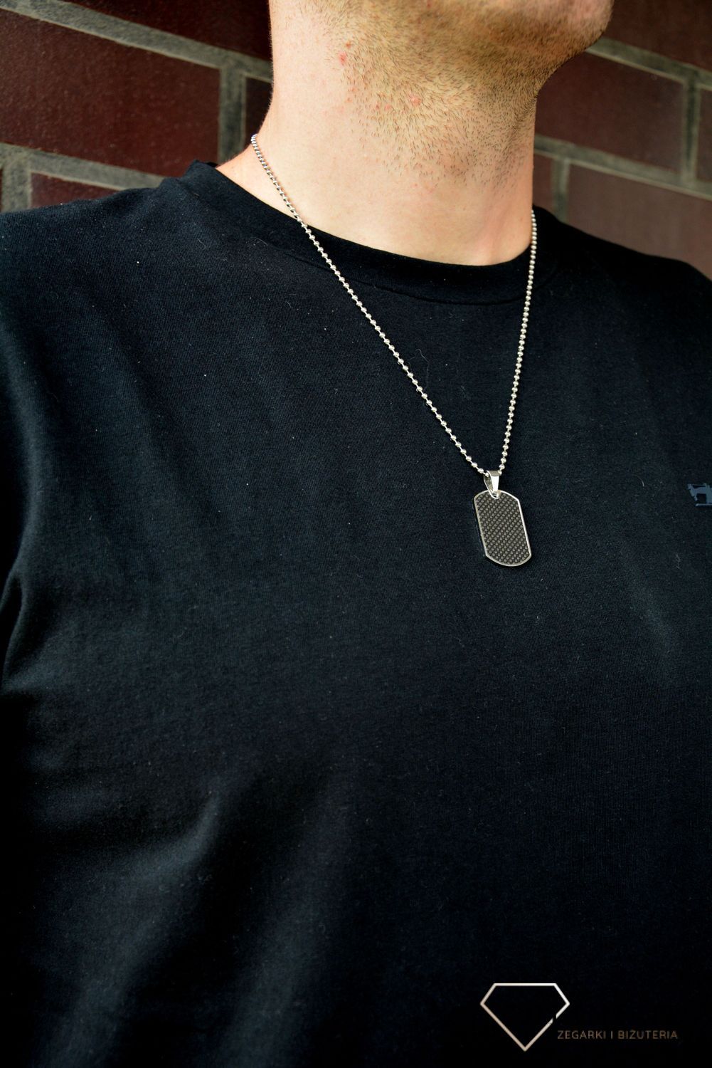 Naszyjnik srebrny męski nieśmiertelnik czarny DIA-NAS-N262234-STALc.jpg