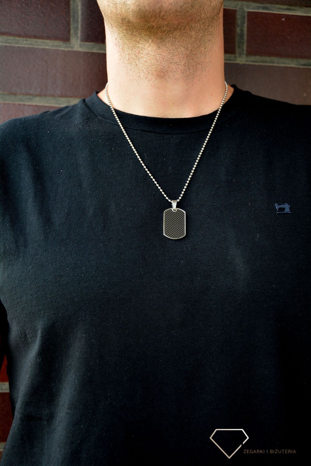 Naszyjnik srebrny męski nieśmiertelnik czarny DIA-NAS-N262234-STALc.jpg