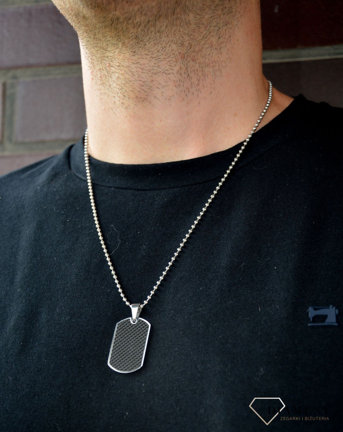 Naszyjnik srebrny męski nieśmiertelnik czarny DIA-NAS-N262234-STALc.jpg