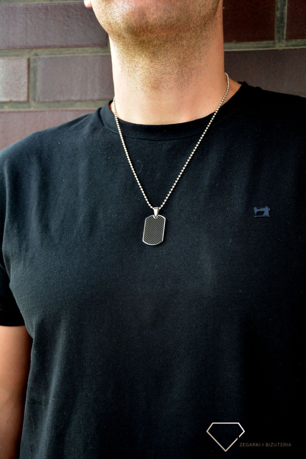 Naszyjnik srebrny męski nieśmiertelnik czarny DIA-NAS-N262234-STALc.jpg