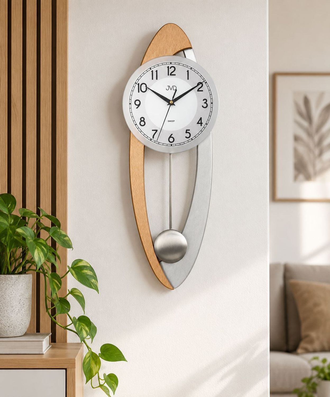 Zegar ścienny JVD z wahadłem drewniany brązowo-srebrny 59 cm NS11004.1.jpg