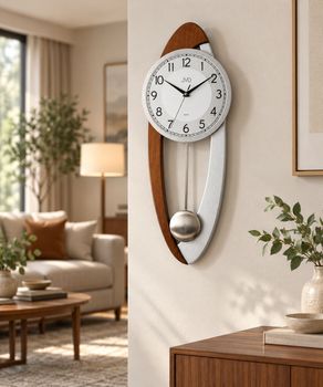 Zegar ścienny JVD z wahadłem drewniany brązowo-srebrny 59 cm NS11004.2 2.jpg