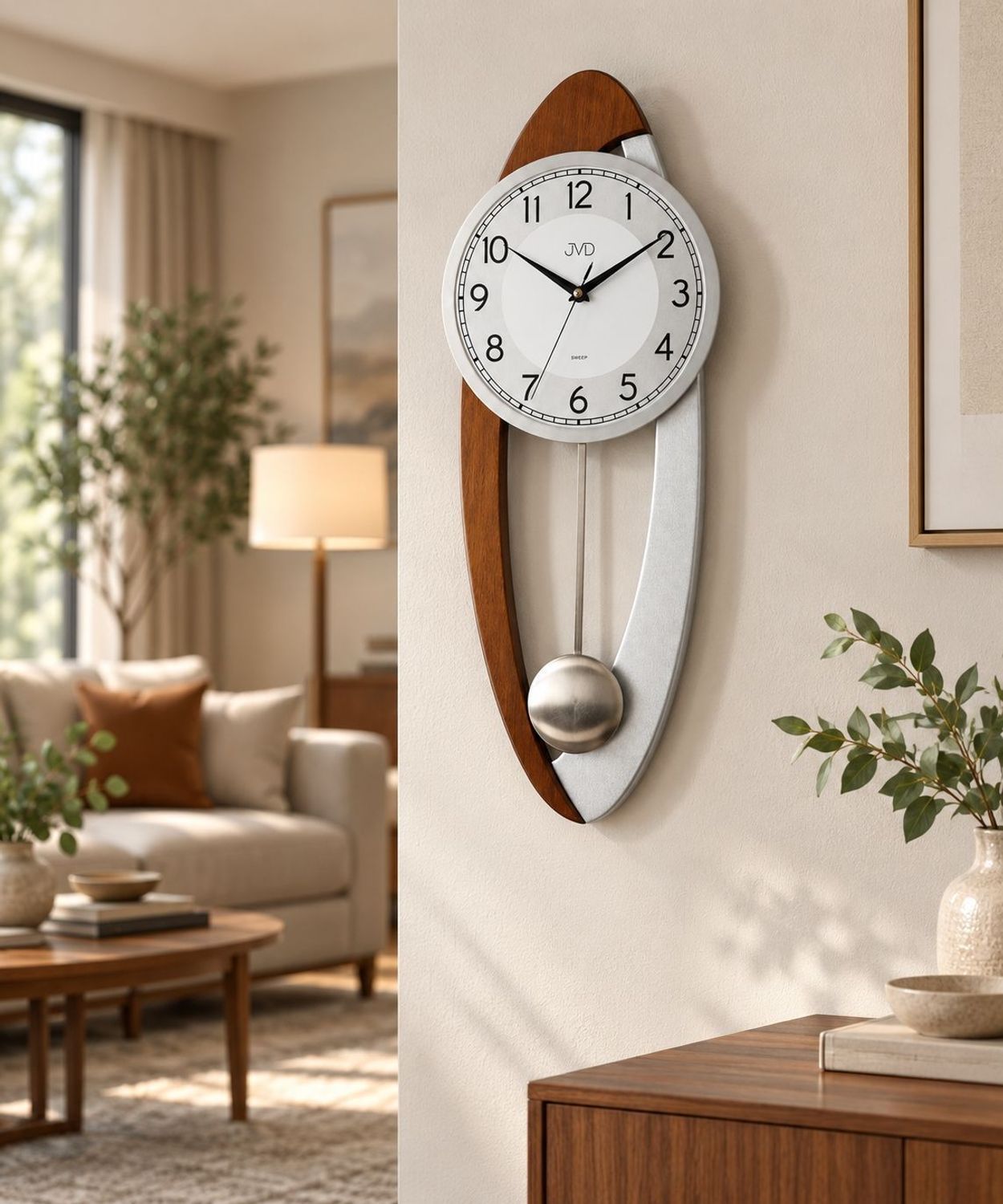Zegar ścienny JVD z wahadłem drewniany brązowo-srebrny 59 cm NS11004.2.jpg