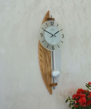 Zegar ścienny do salonu JVD NS17068 78 to ozdobny, prosty zegar pasujący do każdego wnętrza. Ciekawa stylizacja zegara drewnianego ze szkłem (3).JPG