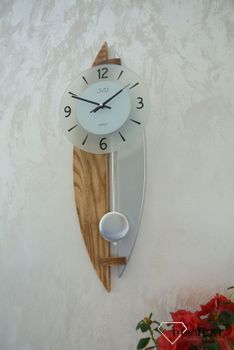 Zegar ścienny do salonu JVD NS17068 78 to ozdobny, prosty zegar pasujący do każdego wnętrza. Ciekawa stylizacja zegara drewnianego ze szkłem (5).JPG