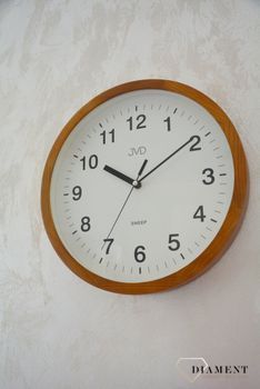 Zegar ścienny drewniany JVD NS19019.11 to zegar wykonany z drewna z czytelnymi cyframi arabskimi. Klasyczny design zegara ✓Zegary ścienne✓ Zegary drewniane (5).JPG