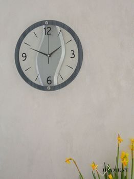 Nowoczesny zegar ścienny do salonu JVD okrągły NS19038. Zegar ścienny w okrągłej szklanej obudowie. Zegar ścienny z cyframi arabskimi i indeksami w kolorze czarnym. Zegar ścienny z płynącym sekundnikiem.  (8).JPG