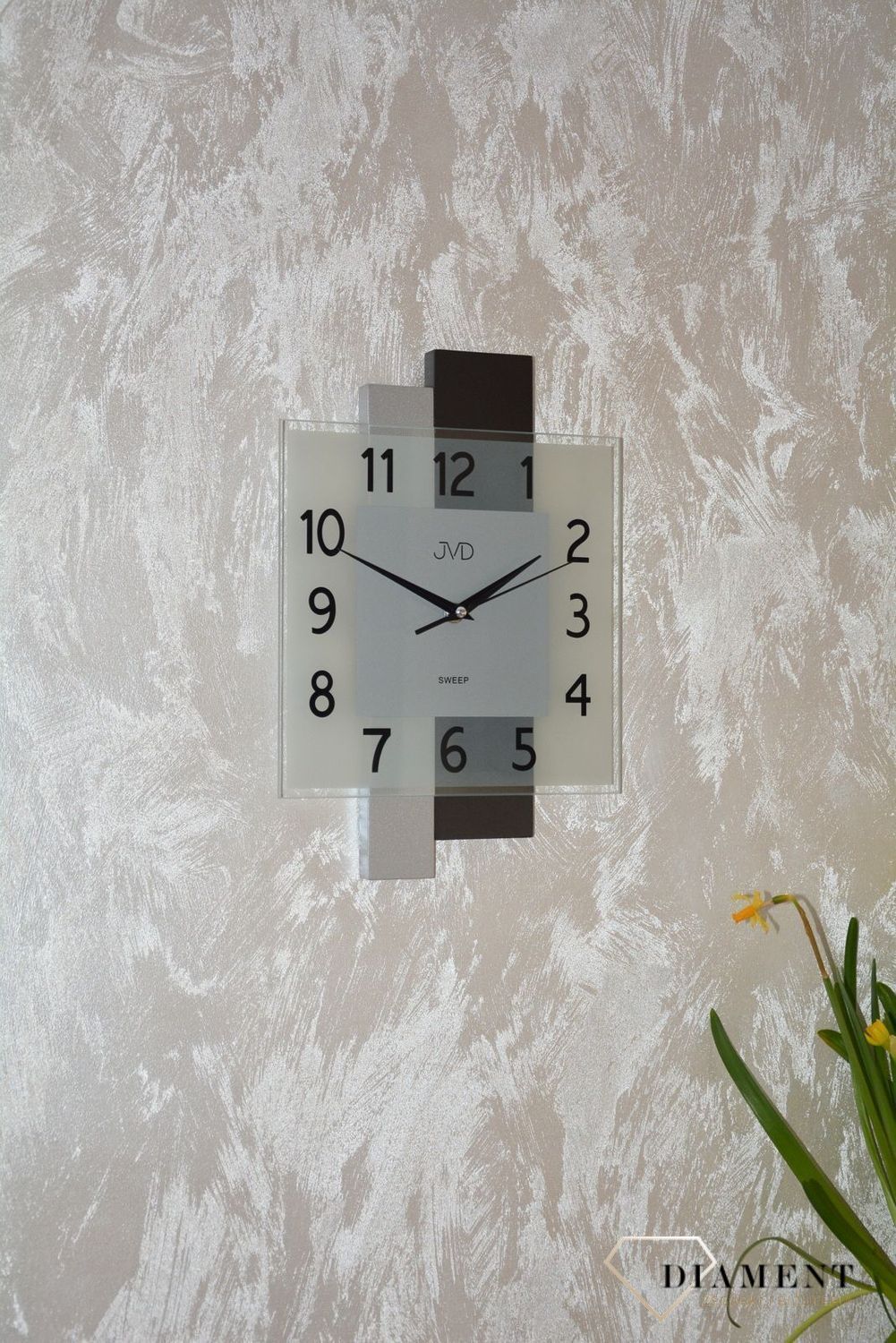 Nowoczesny zegar ścienny w kwadratowej obudowie ze szkłem JVD NS19042 (2).jpg