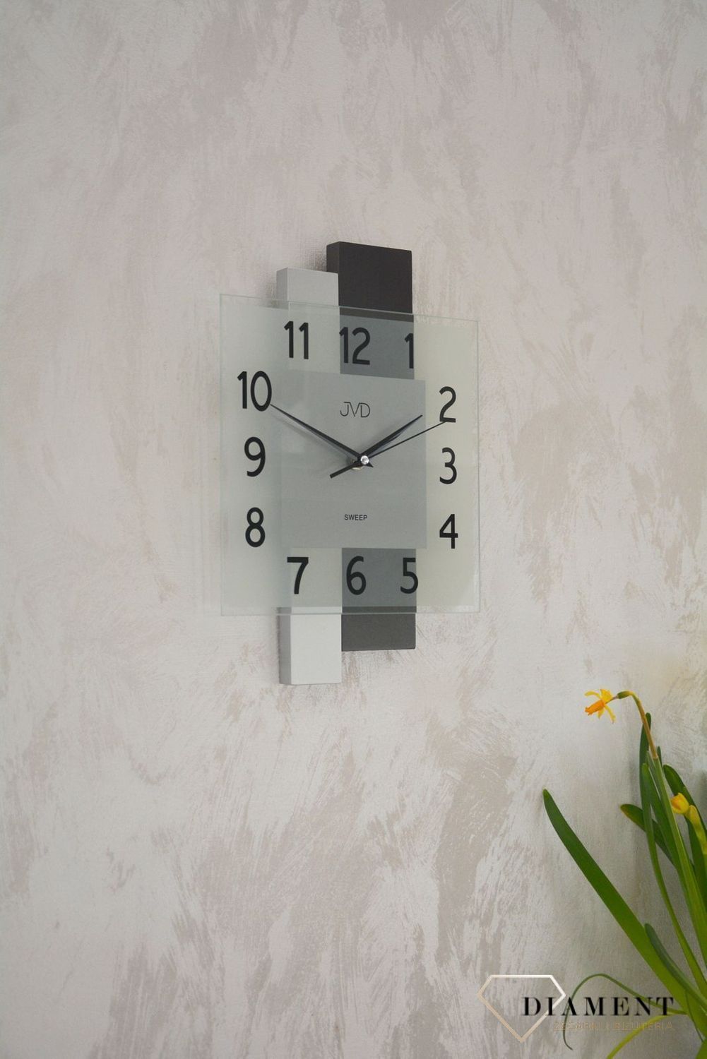 Nowoczesny zegar ścienny w kwadratowej obudowie ze szkłem JVD NS19042 (2).jpg