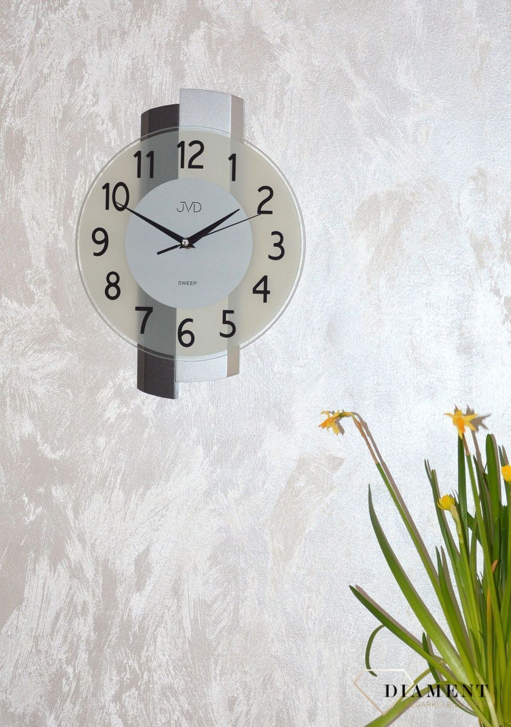 Zegar ścienny drewniany ze szkłem JVD szary NS19043 (2).jpg