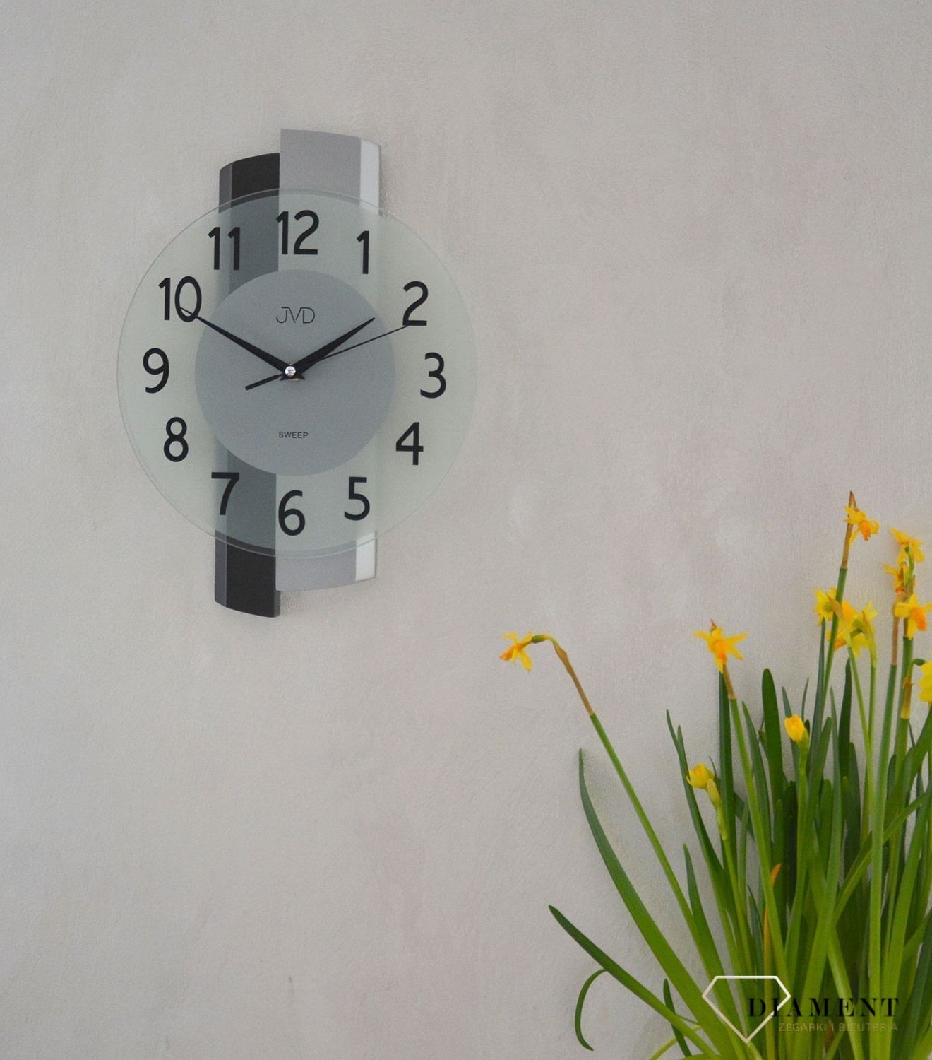 Zegar ścienny drewniany ze szkłem JVD szary NS19043 (2).jpg