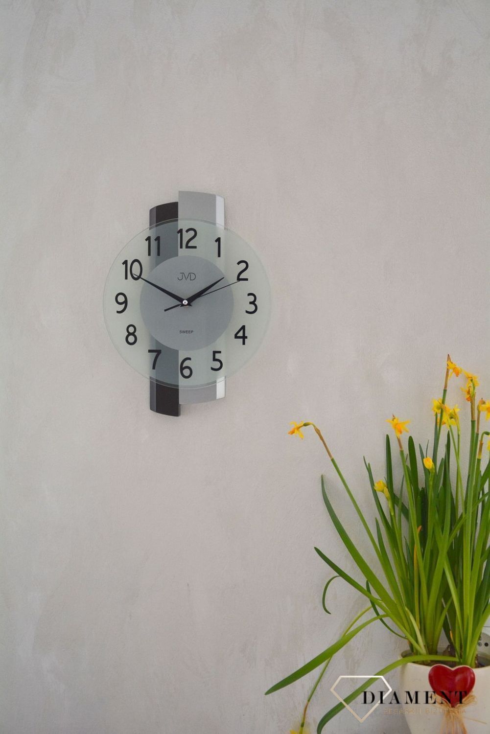 Zegar ścienny drewniany ze szkłem JVD szary NS19043 (2).jpg