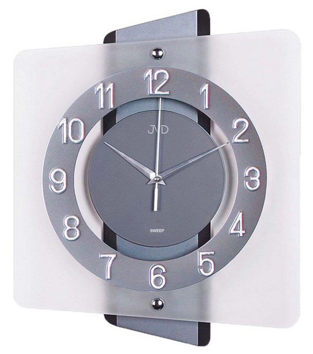 Nowoczesny zegar ścienny w kwadratowej obudowie ze szkłem NS20133.1.jpg