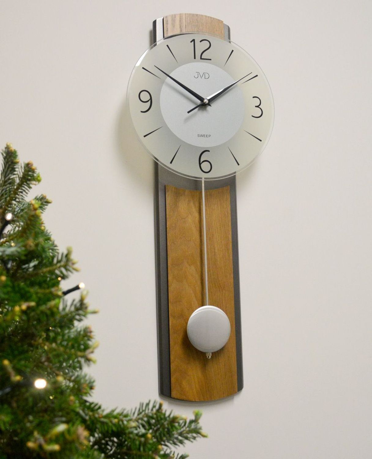 Zegar ścienny JVD NS22017.78 z drewna, płynny sekundnik, wahadło, 60 cm.jpg