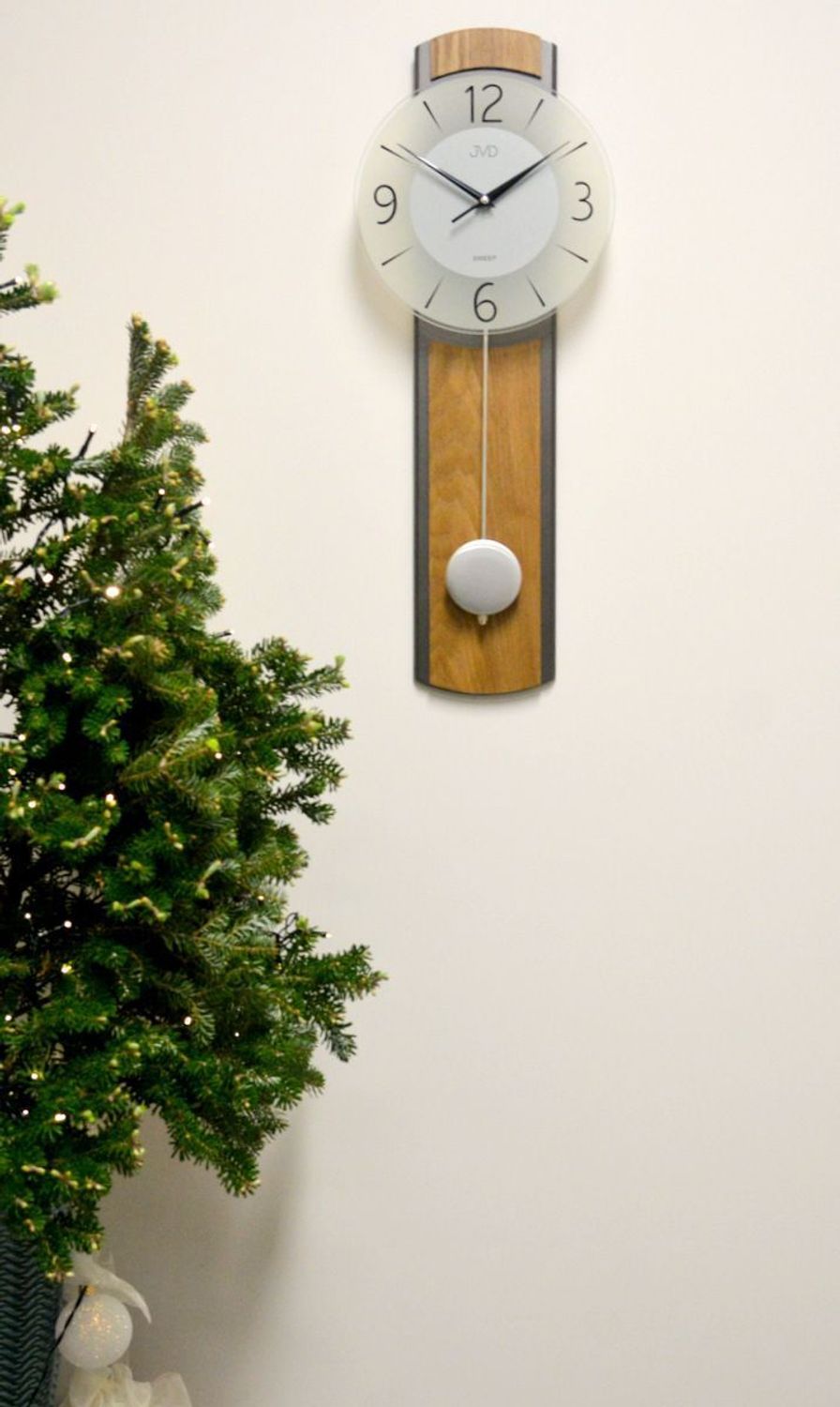 Zegar ścienny JVD NS22017.78 z drewna, płynny sekundnik, wahadło, 60 cm.jpg