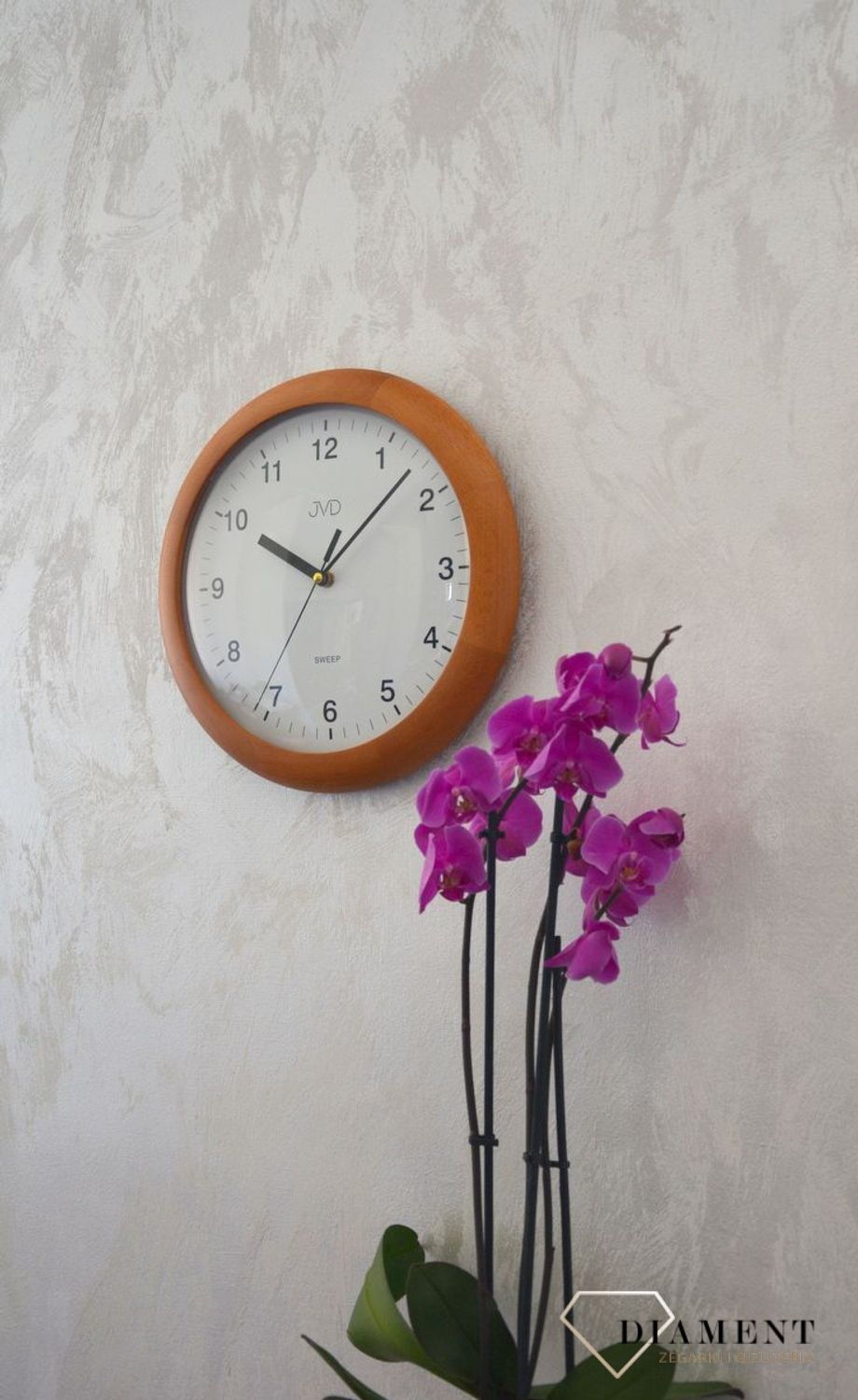 Zegar ścienny drewniany okrągły JVD dąb NS2341.41 ✅ Zegar ścienny okrągły wykonany z drewna w kolorze jasnego dębu. ✅.jpg