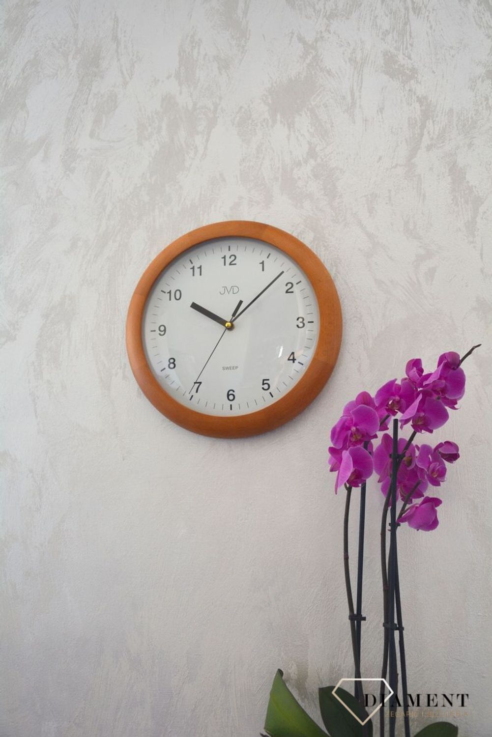 Zegar ścienny drewniany okrągły JVD dąb NS2341.41 ✅ Zegar ścienny okrągły wykonany z drewna w kolorze jasnego dębu. ✅.jpg