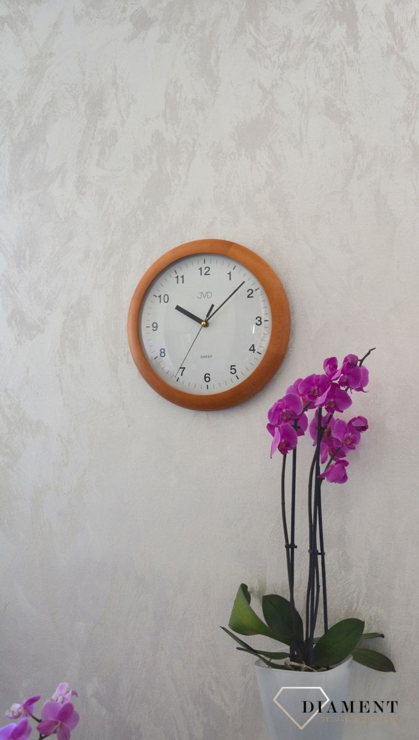 Zegar ścienny drewniany okrągły JVD dąb NS2341.41 ✅ Zegar ścienny okrągły wykonany z drewna w kolorze jasnego dębu. ✅.jpg
