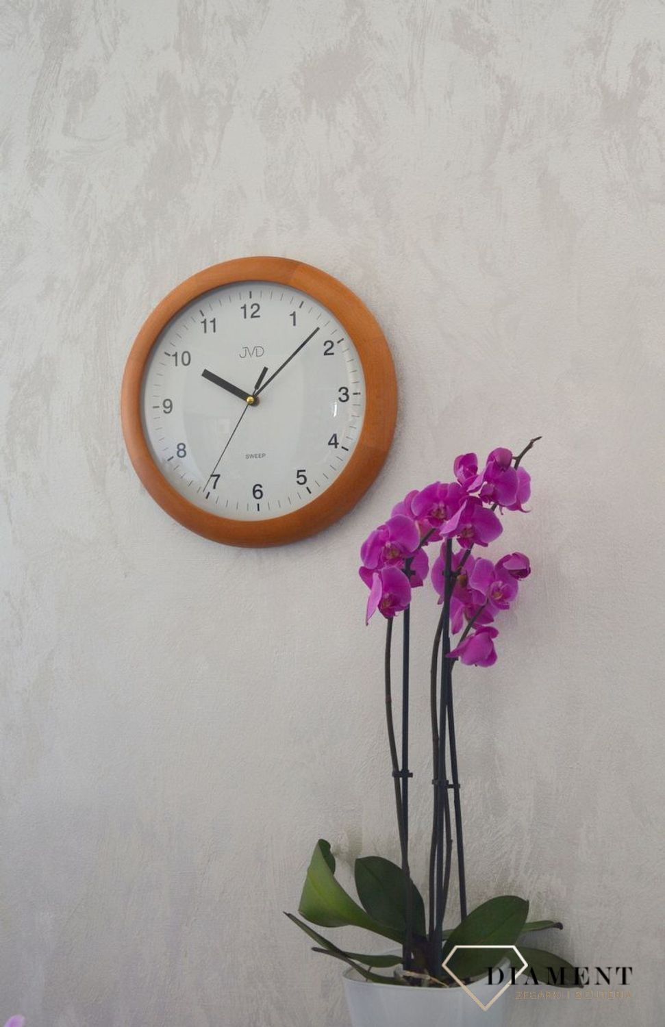 Zegar ścienny drewniany okrągły JVD dąb NS2341.41 ✅ Zegar ścienny okrągły wykonany z drewna w kolorze jasnego dębu. ✅.jpg