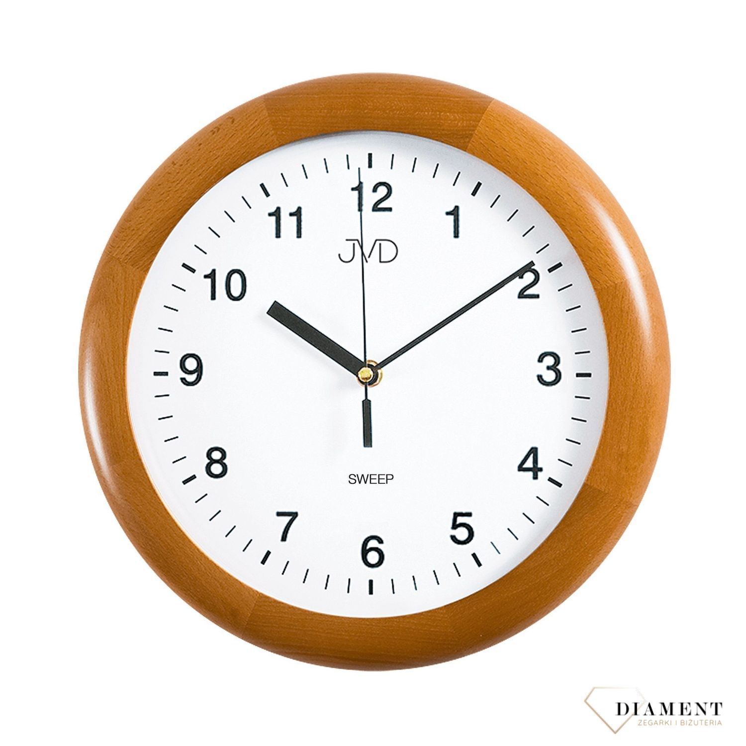 Zegar ścienny drewniany okrągły JVD dąb NS2341.41 ✅ Zegar ścienny okrągły wykonany z drewna w kolorze jasnego dębu. ✅.jpg
