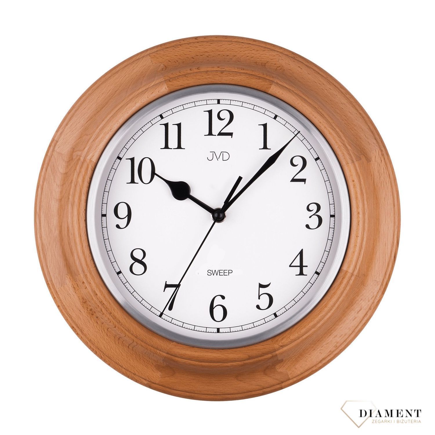Zegar na ścianę drewniany JVD jasny okrągły NS27043.68.jpg