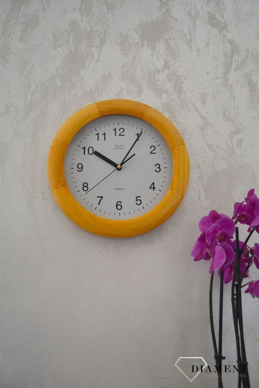 Zegar drewniany okrągły JVD w kolorze jasnego, ciepłego dębu NS7017.2 ✅ Zegar w okrągłej obudowie w kolorze jasnego dębu. ✅ (2).jpg