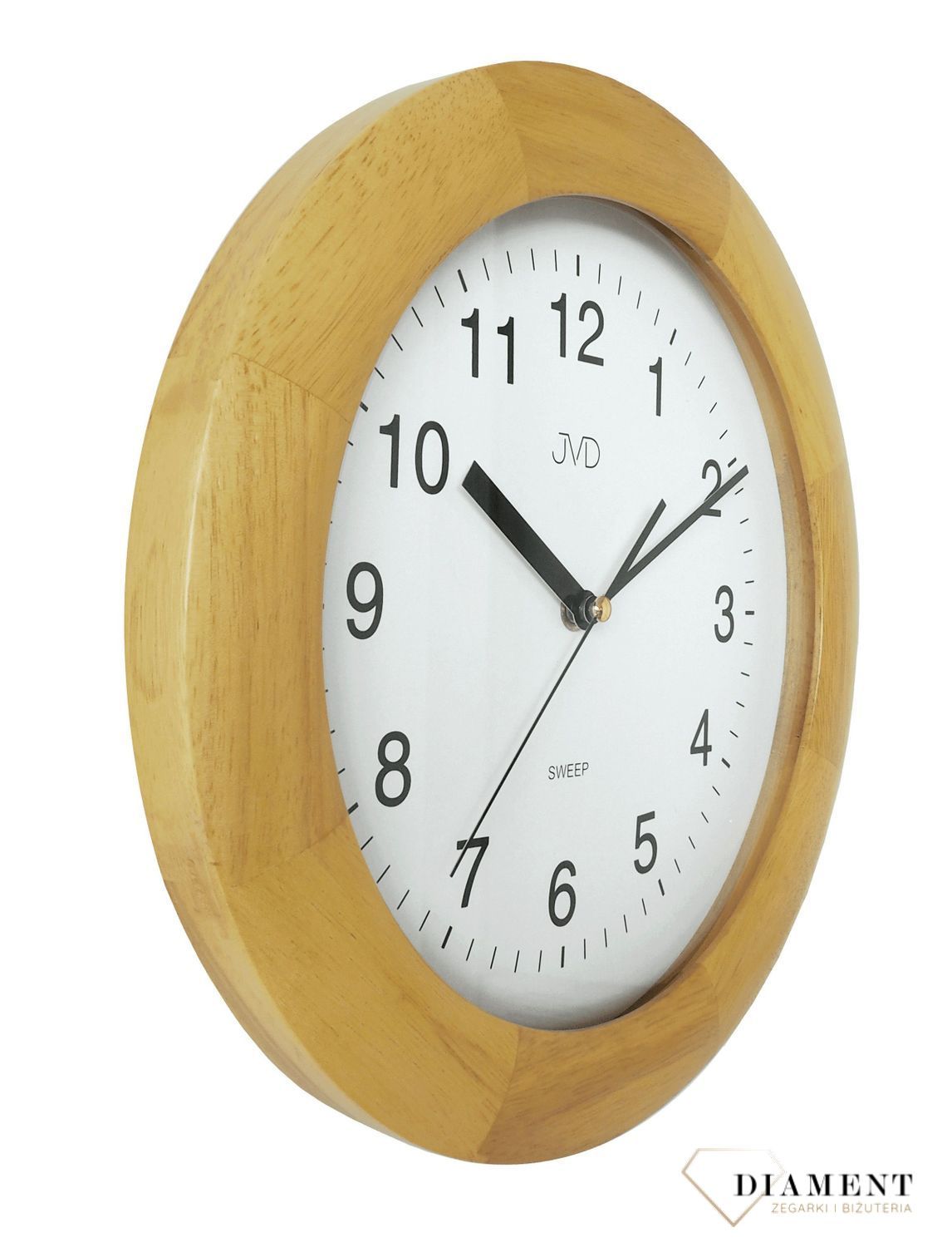Zegar drewniany okrągły JVD w kolorze jasnego, ciepłego dębu NS7017.2 ✅ Zegar w okrągłej obudowie w kolorze jasnego dębu. ✅ (2).jpg