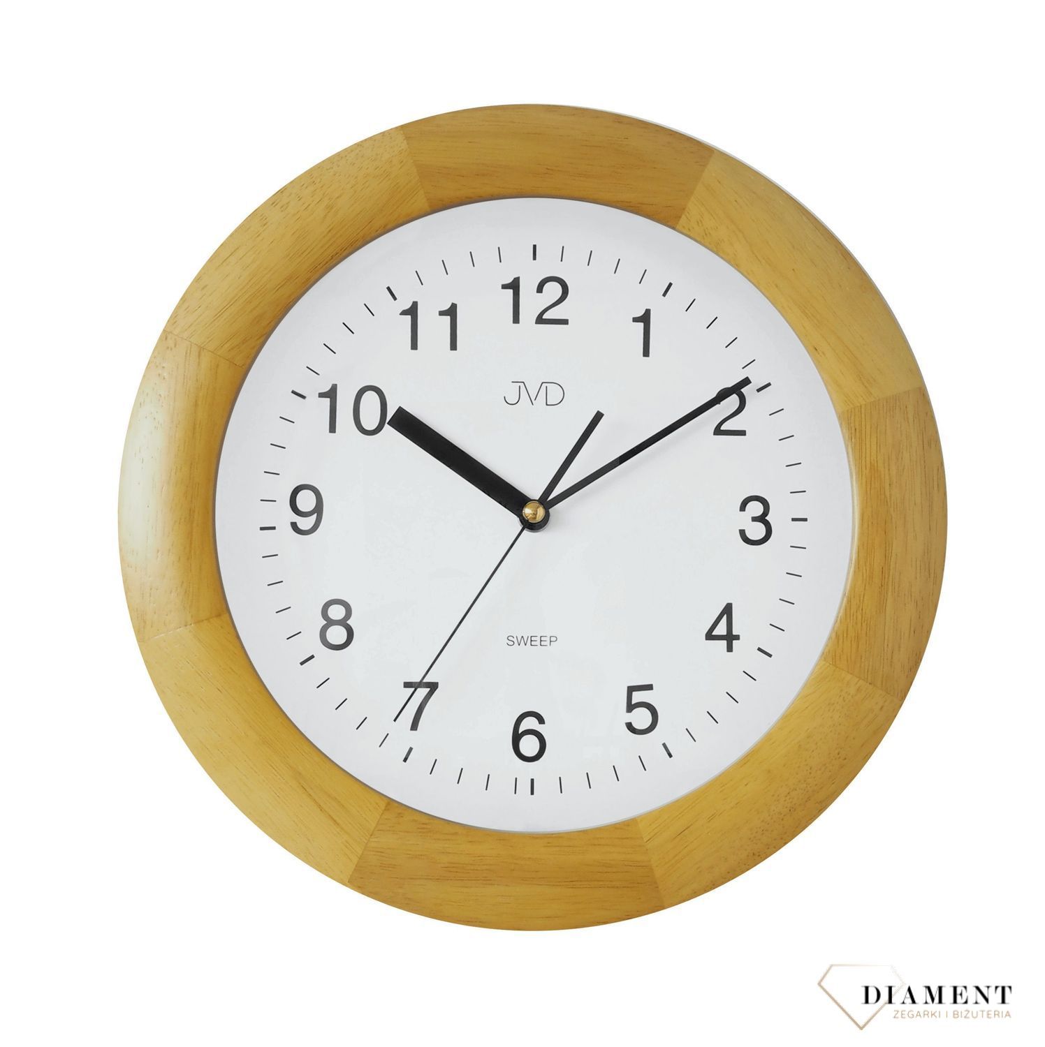 Zegar drewniany okrągły JVD w kolorze jasnego, ciepłego dębu NS7017.2 ✅ Zegar w okrągłej obudowie w kolorze jasnego dębu. ✅ (2).jpg