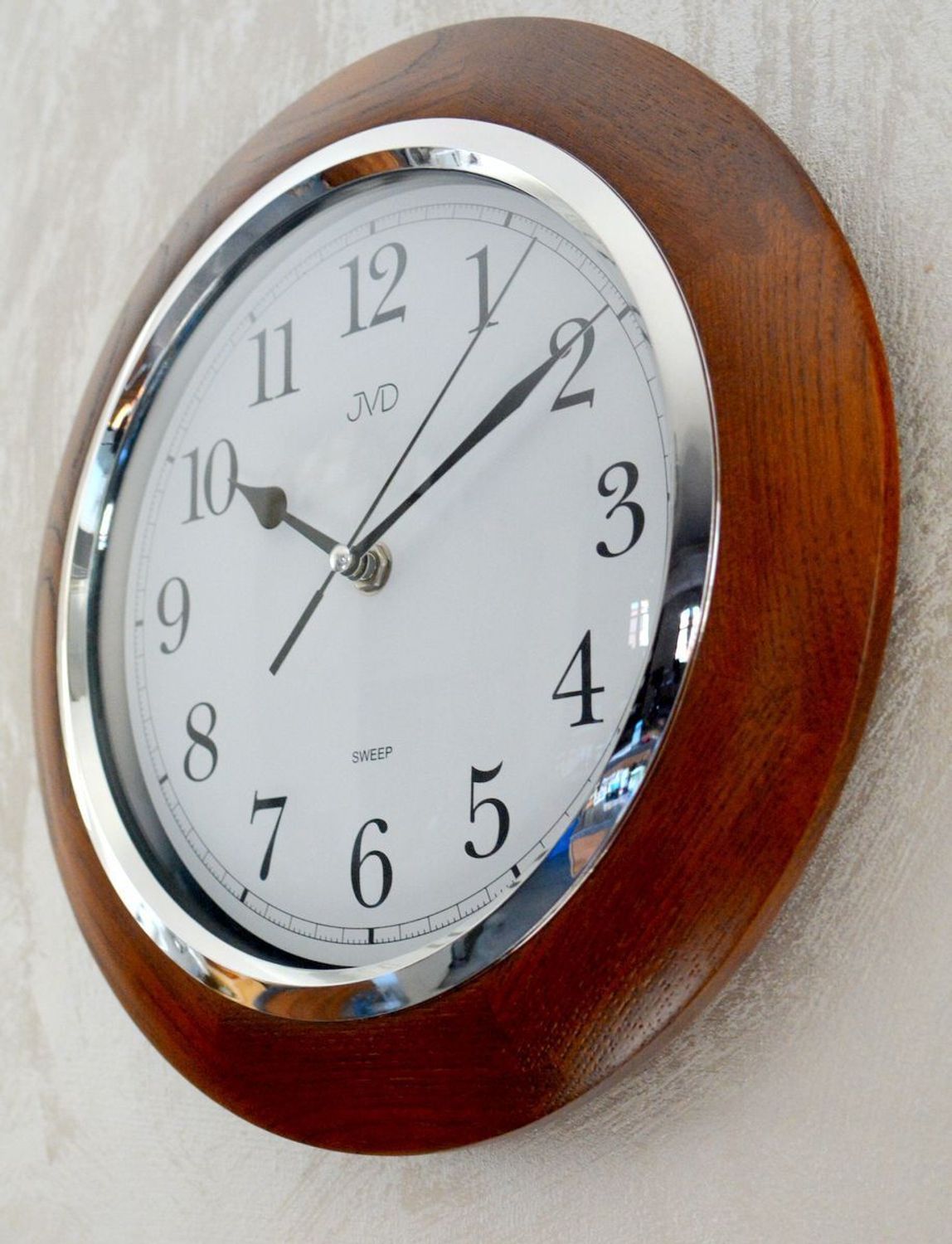 Zegar ścienny drewniany JVD okrągły brąz NS7111.11.  Zegar ścienny okrągły. Zegar ścienny do kuchni. Zegar ścienny drewniany. Ścienny zegar do pokoju..jpg