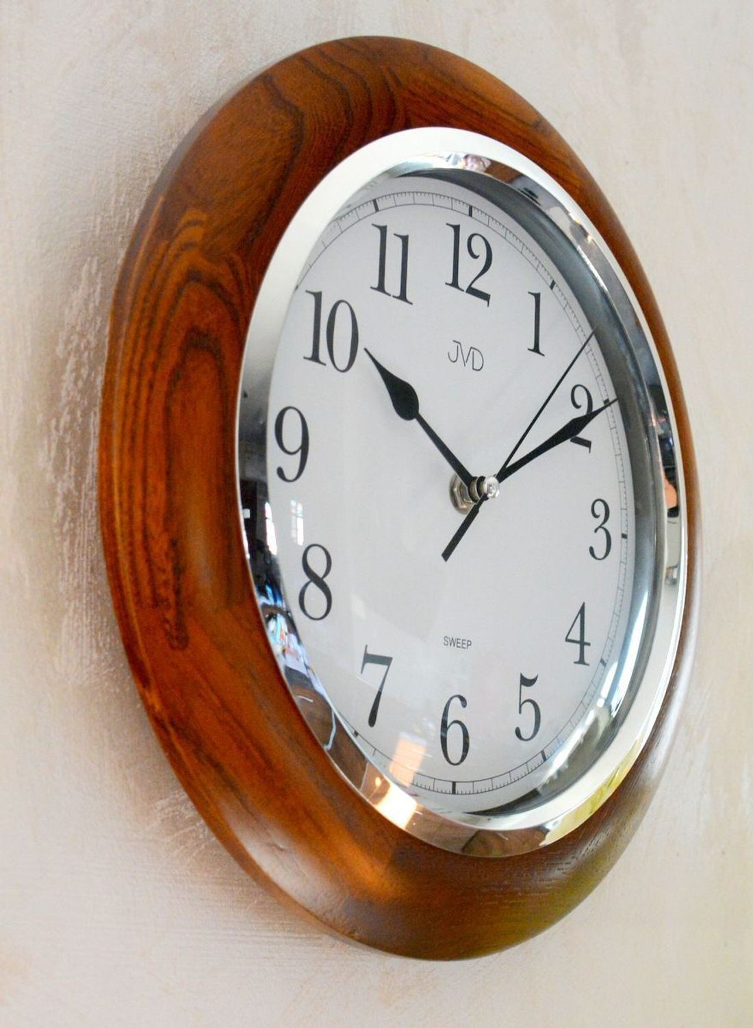 Zegar ścienny drewniany JVD okrągły brąz NS7111.11.  Zegar ścienny okrągły. Zegar ścienny do kuchni. Zegar ścienny drewniany. Ścienny zegar do pokoju..jpg