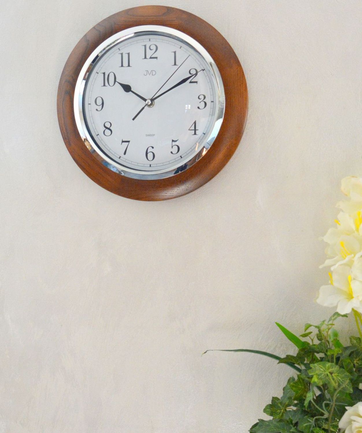Zegar ścienny drewniany JVD okrągły brąz NS7111.11.  Zegar ścienny okrągły. Zegar ścienny do kuchni. Zegar ścienny drewniany. Ścienny zegar do pokoju..jpg