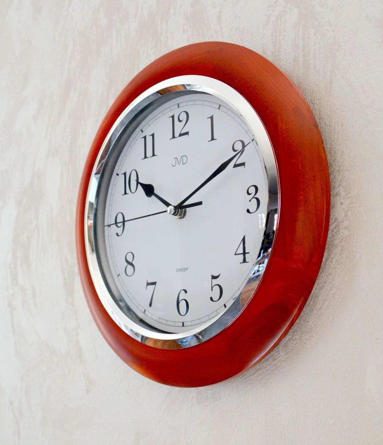 Zegar ścienny drewniany JVD okrągły ciemny brąz NS7111.41. Zegar ścienny okrągły. Zegar ścienny do kuchni. Zegar ścienny drewniany. Ścienny zegar do pokoju..jpg