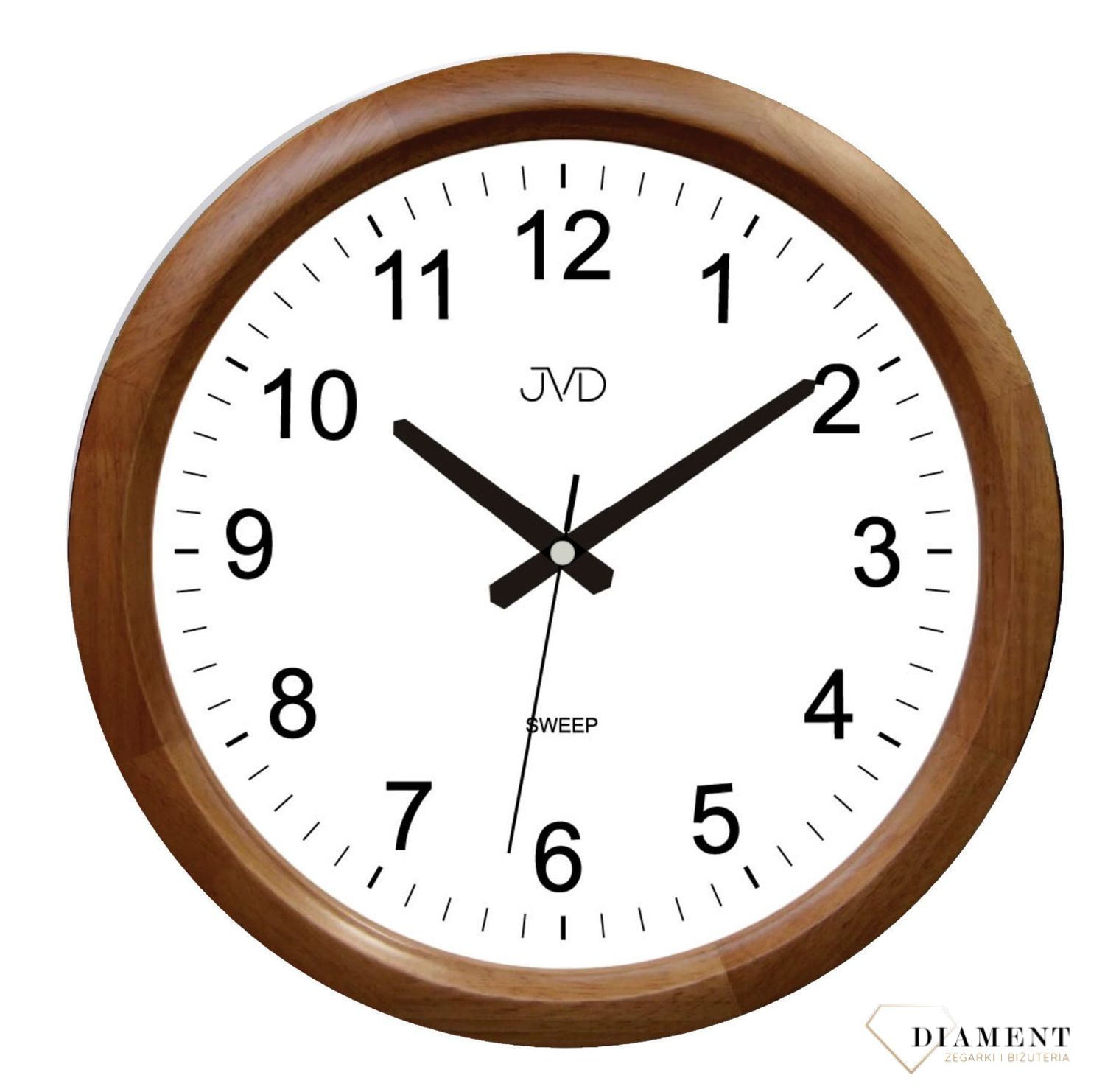 Zegar ścienny wykonany z drewnianej obudowy. Zegar w kolorze dębu, pasujący do większości wnętrz. Darmowa wysyłka! Zapraszamy www.zegarki-diament.pl.jpg