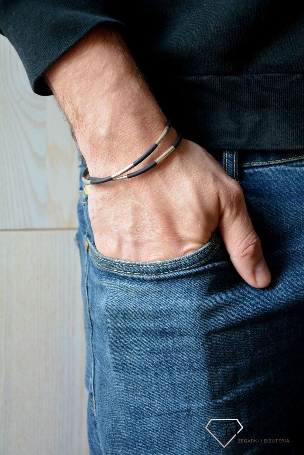 Bransoletka męska kauczuk srebro czarna DIA-NSZ-0032-925d.jpg