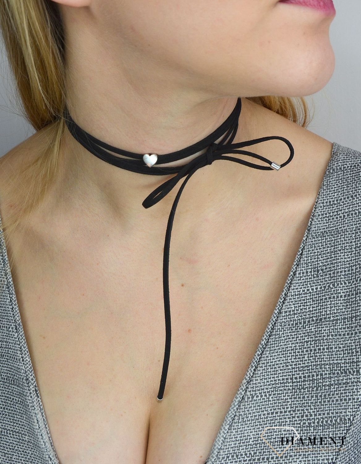 Naszyjnik choker damski czarny By Dziubeka serduszko NIL2047  ✓Biżuteria damska.jpg