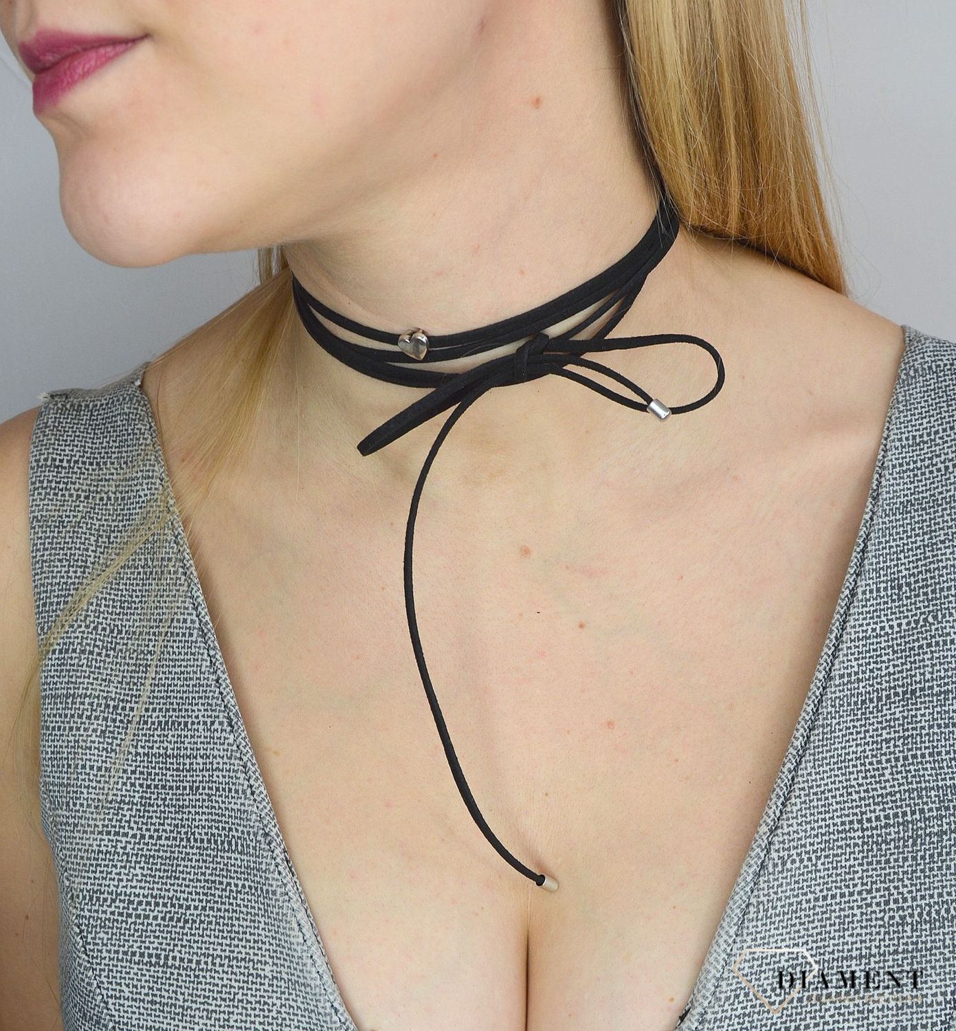 Naszyjnik choker damski czarny By Dziubeka serduszko NIL2047  ✓Biżuteria damska.jpg