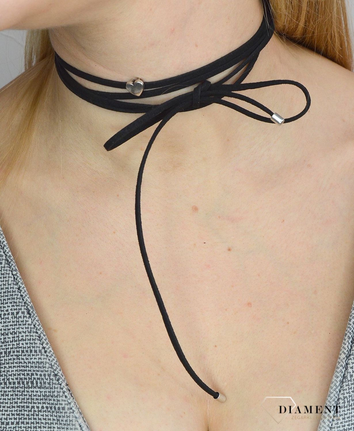 Naszyjnik choker damski czarny By Dziubeka serduszko NIL2047  ✓Biżuteria damska.jpg