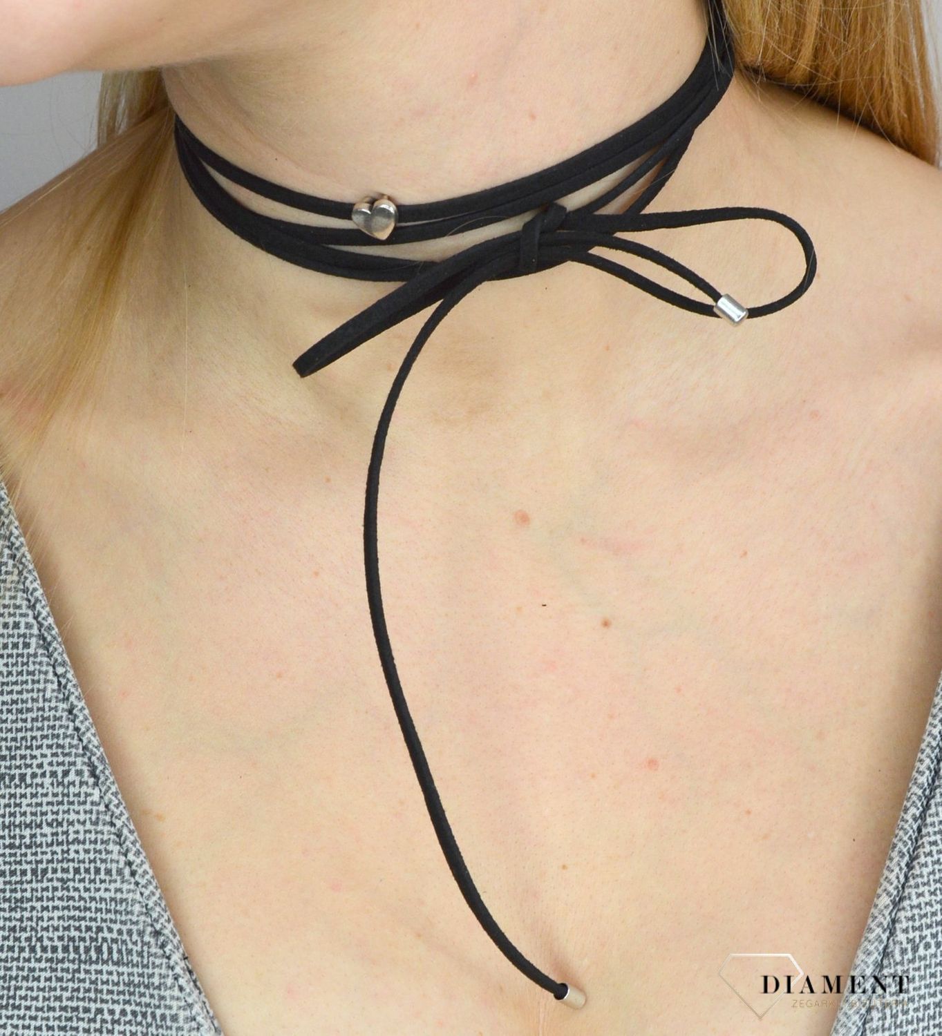 Naszyjnik choker damski czarny By Dziubeka serduszko NIL2047  ✓Biżuteria damska.jpg