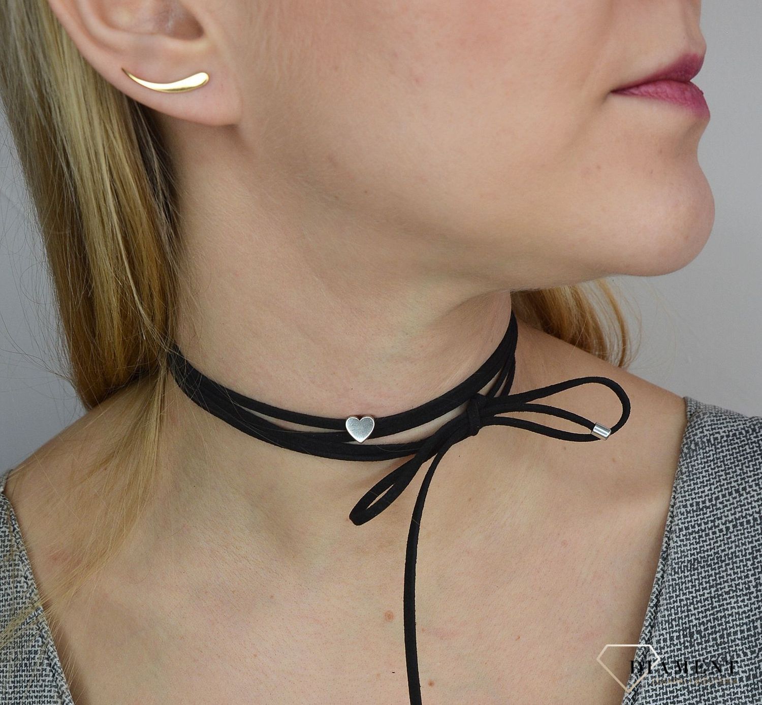 Naszyjnik choker damski czarny By Dziubeka serduszko NIL2047  ✓Biżuteria damska.jpg