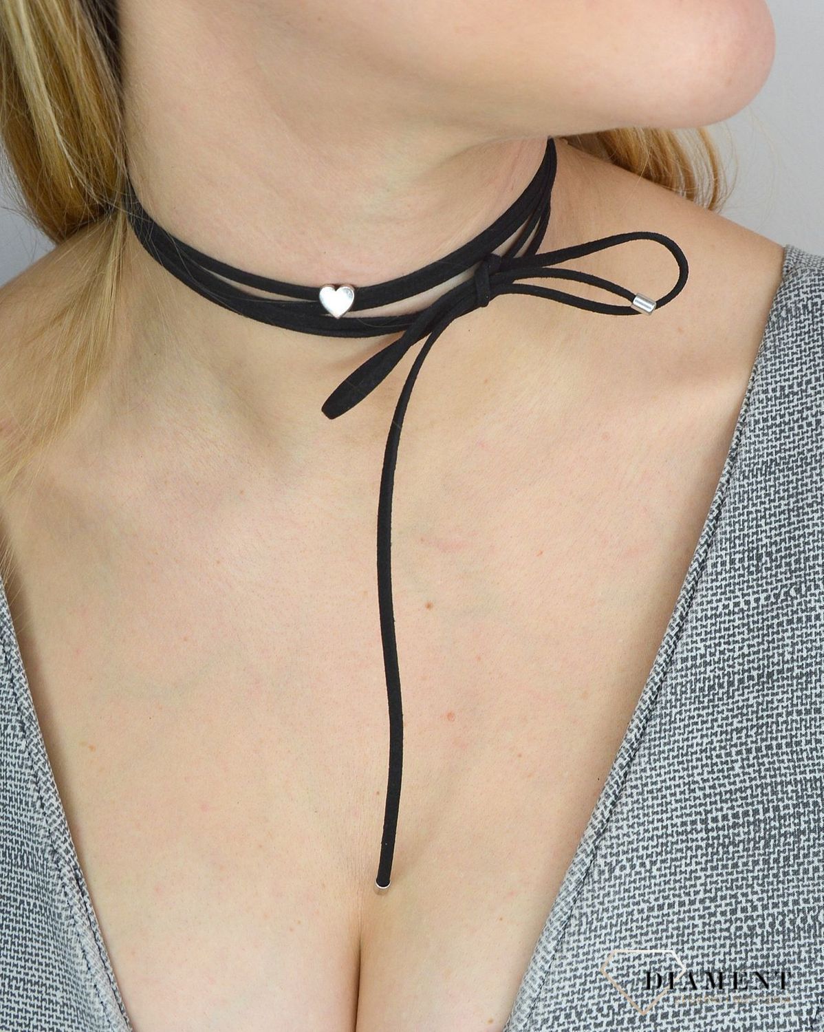 Naszyjnik choker damski czarny By Dziubeka serduszko NIL2047  ✓Biżuteria damska.jpg