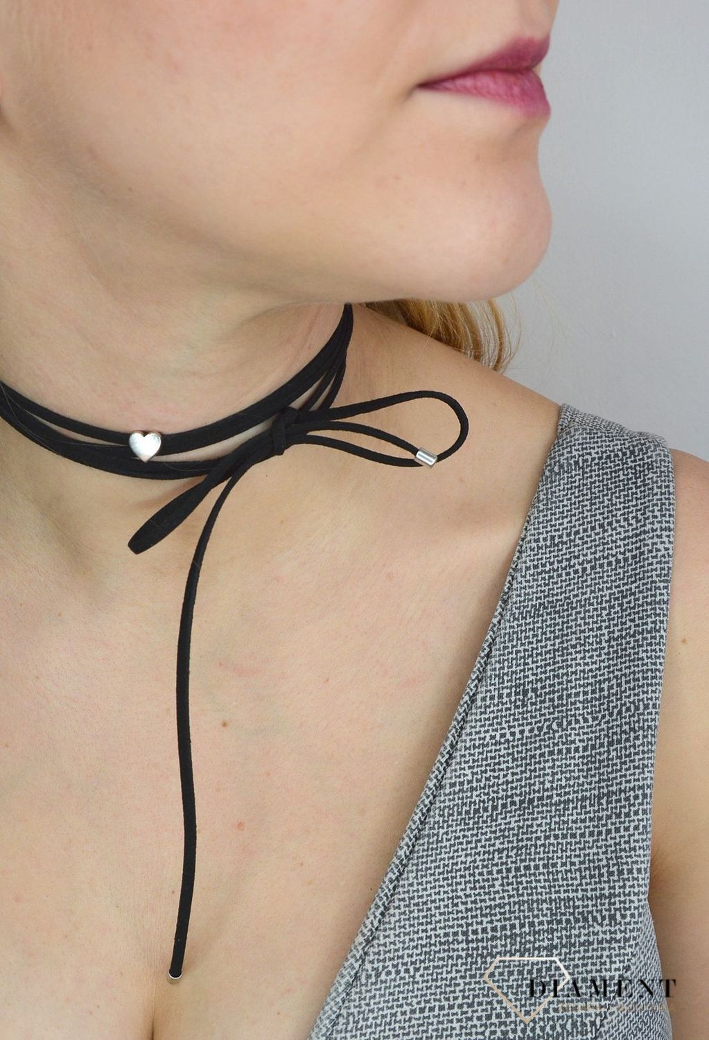 Naszyjnik choker damski czarny By Dziubeka serduszko NIL2047  ✓Biżuteria damska.jpg