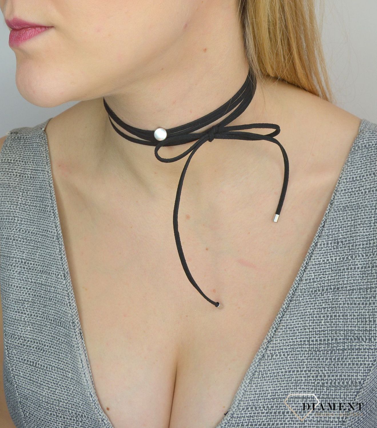 Naszyjnik choker damski czarny By Dziubeka kółeczko NIL2055 ✓Biżuteria damska.jpg