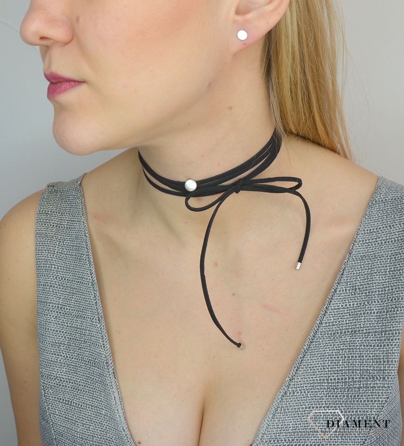 Naszyjnik choker damski czarny By Dziubeka kółeczko NIL2055 ✓Biżuteria damska.jpg