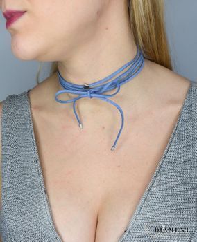 Naszyjnik choker bransoletka niebieski rzemyk z rombem DIA-NSZ-0055-NIEBIESKI (2).JPG