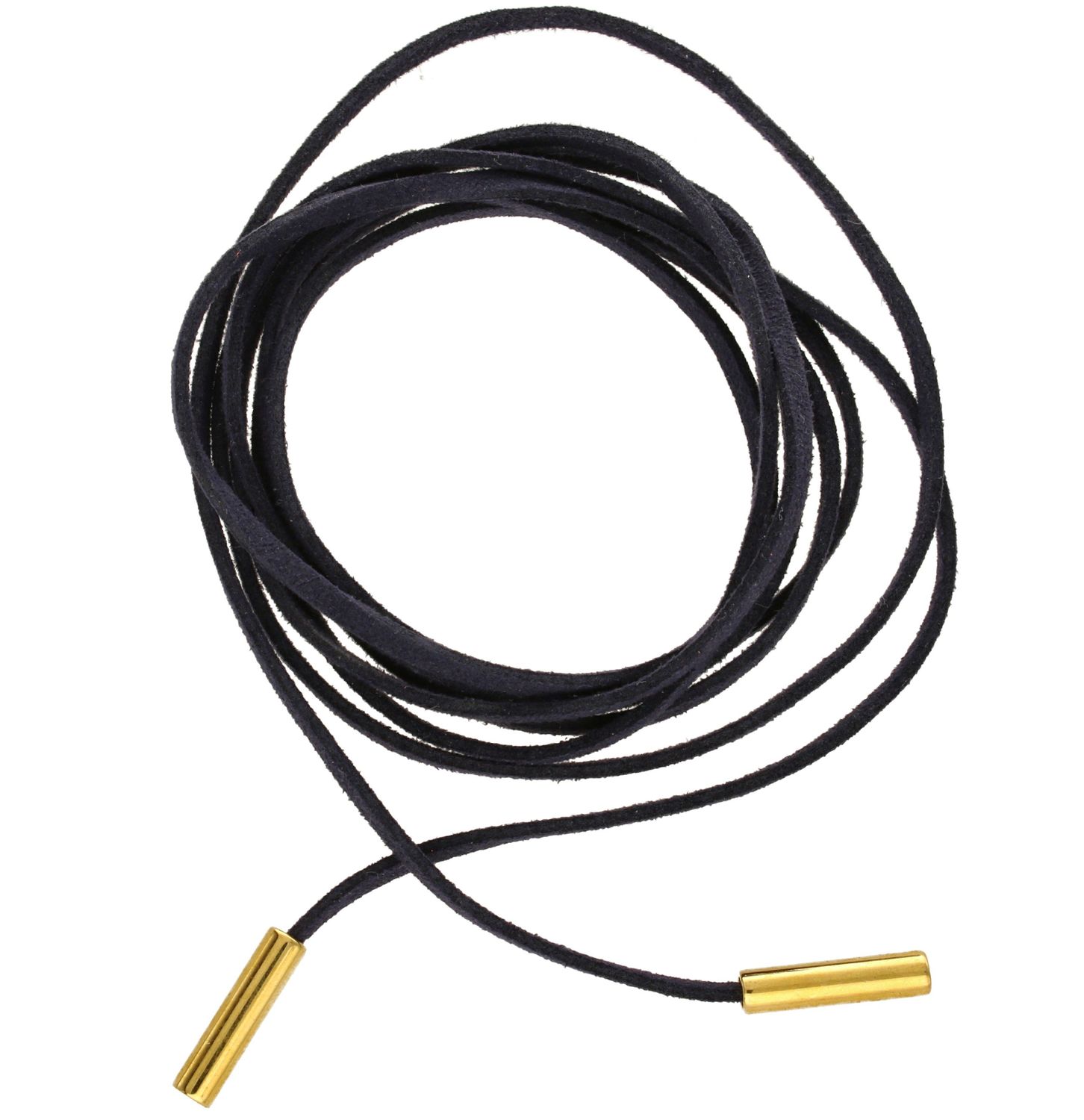 Naszyjnik choker bransoletka granatowy rzemyk z pozłacanym wykończeniem.jpg