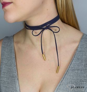 Naszyjnik choker bransoletka granatowy rzemyk z pozłacanym wykończeniem DIA-NSZ-0058-GRANAT (1).JPG
